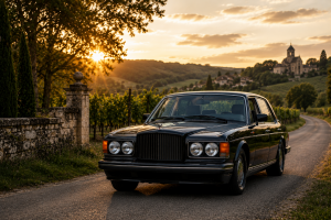 Bentley Turbo R 1992 sur une route du Jura